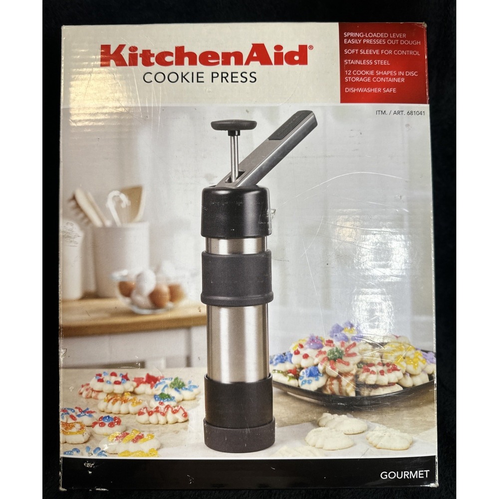 Kitchenaid Gourmet Cookie Press Stainless Steel 12 Discs KN306FPOBC Open Box